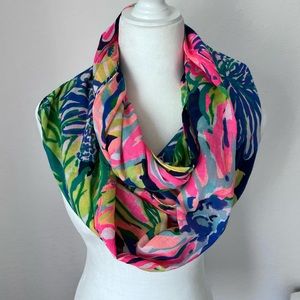 Lilly Pulitzer Pink Blue Green Floral Infinity Scarf